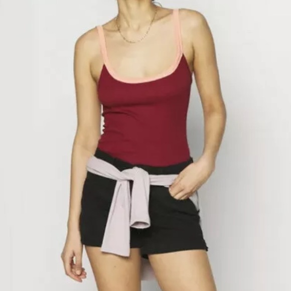 Free People Tank Intimately FP Alia Tank Top Colorblock Maroon & Pink Sz L NWT - Picture 3 of 15